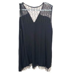 Black Asymmetrical Lace Tank